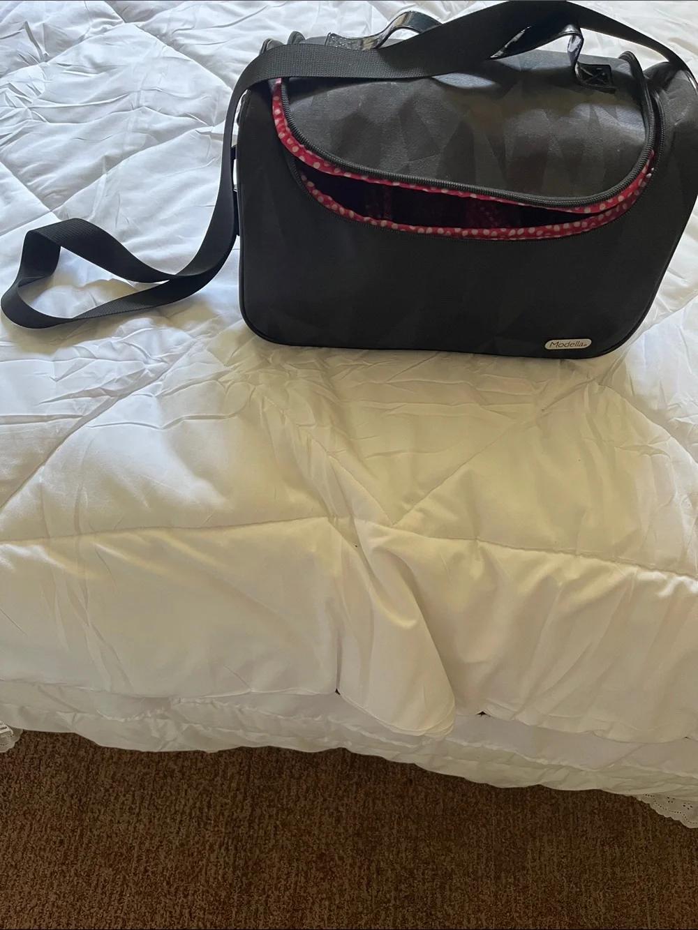 Modella Black Cosmetics Bag Lots of Makeup pockets Size L13” D8”